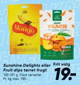 Bilka Sunshine Delights eller Fruit dips tørret frugt tilbud