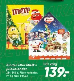 Bilka Kinder eller M&M’s julekalender tilbud