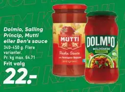 Bilka Dolmio, Salling Princip, Mutti eller Ben’s sauce tilbud