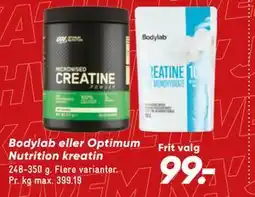 Bilka Bodylab eller Optimum Nutrition kreatin tilbud