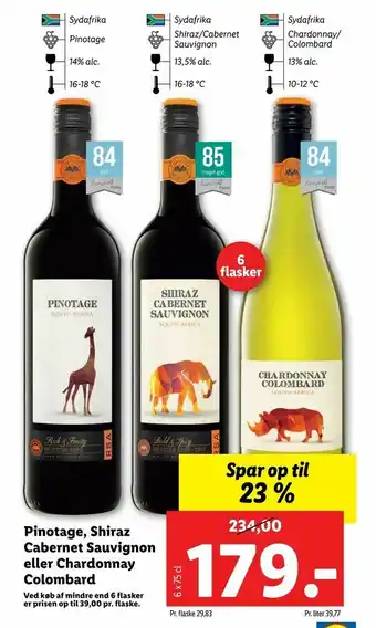 Pinotage, Shiraz Cabernet Sauvignon eller Chardonnay Colombard