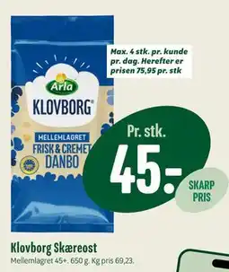Min Købmand Klovborg Skæreost tilbud