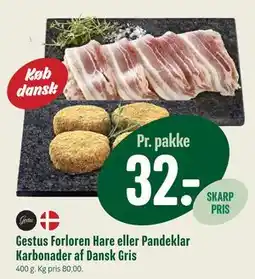 Min Købmand Gestus Forloren Hare eller Pandeklar Karbonader af Dansk Gris tilbud