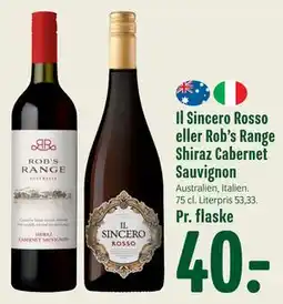 Min Købmand Il Sincero Rosso eller Rob’s Range Shiraz Cabernet Sauvignon tilbud