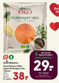 SPAR Grøn Balance Økologisk Koldrøget Laks i Skiver tilbud