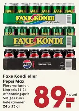 SPAR Faxe Kondi eller Pepsi Max tilbud