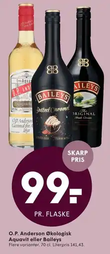 SPAR O.P. Anderson Økologisk Aquavit eller Baileys tilbud