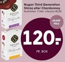 SPAR Nugan Third Generation Shiraz eller Chardonnay tilbud