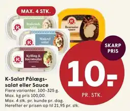 SPAR K-Salat Pålægssalat eller Sauce tilbud