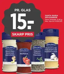 MENY SANTA MARIA KRYDDERIER tilbud