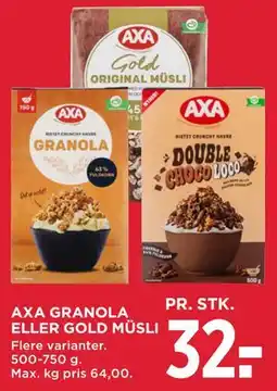 MENY AXA GRANOLA ELLER GOLD MÜSLI tilbud