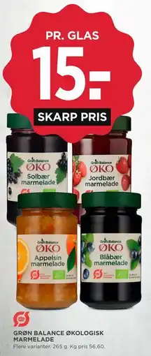 MENY GRØN BALANCE ØKOLOGISK MARMELADE tilbud