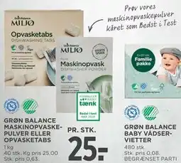 MENY GRØN BALANCE MASKINOPVASKEPULVER ELLER OPVASKETABS tilbud