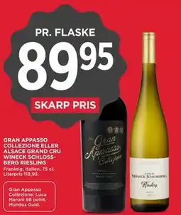 MENY GRAN APPASSO COLLEZIONE ELLER ALSACE GRAND CRU WINECK SCHLOSSBERG RIESLING tilbud