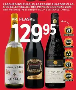 MENY LABOURÉ-ROI CHABLIS, LE PREARE AMARONE CLASSICO ELLER CELLIER DES PRINCES GIGONDAS 2023 tilbud