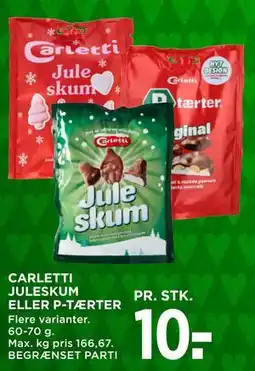 MENY CARLETTI JULESKUM ELLER P-TÆRTER tilbud