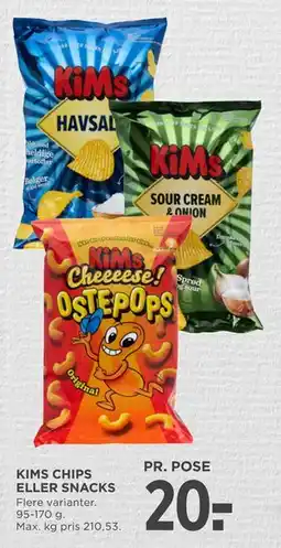 MENY KIMS CHIPS ELLER SNACKS tilbud