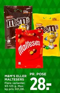 MENY M&M’S ELLER MALTESERS tilbud