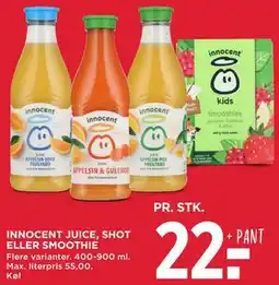 MENY INNOCENT JUICE, SHOT ELLER SMOOTHIE tilbud