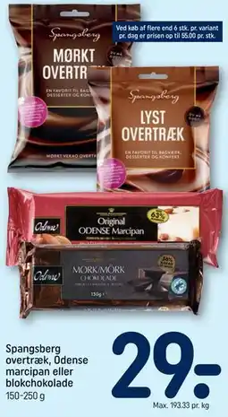 REMA 1000 Spangsberg overtræk, Odense marcipan eller blokchokolade tilbud