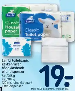 REMA 1000 Lambi toiletpapir, køkkenruller, håndklædeark eller dispenser tilbud