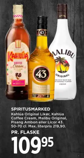 Kahlúa Original Likør, Kahlúa Coffee Cream, Malibu Original, Pisang Ambon eller Licor 43