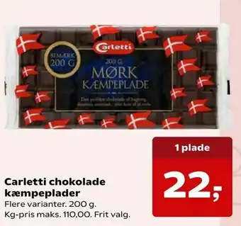 Kvickly Carletti chokolade kæmpeplader tilbud