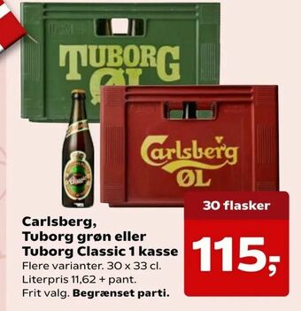 Kvickly Carlsberg, Tuborg grøn eller Tuborg Classic 1 kasse tilbud