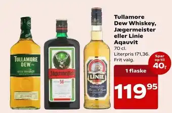 Kvickly Tullamore Dew Whiskey, Jægermeister eller Linie Aqauvit tilbud