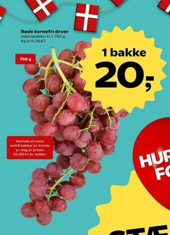 Kvickly Røde kernefri druer tilbud