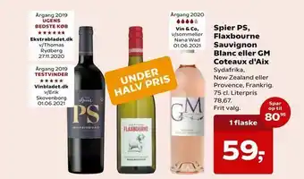 Kvickly Spier PS, Flaxbourne Sauvignon Blanc eller GM Coteaux d'Aix tilbud