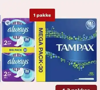 Always bind eller Tampax tamponer