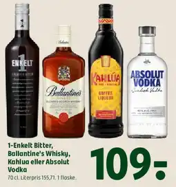 Coop 365 1-Enkelt Bitter, Ballantine's Whisky, Kahlúa eller Absolut Vodka tilbud