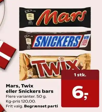 Kvickly Mars, Twix eller Snickers bars tilbud