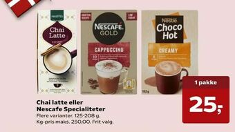 Kvickly Chai latte eller Nescafe Specialiteter tilbud