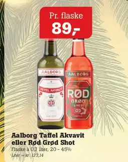 Poetzsch Padborg Aalborg Taffel Akvavit eller Rød Grød Shot tilbud