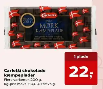 SuperBrugsen Carletti chokolade kæmpeplader tilbud