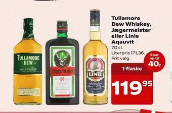 SuperBrugsen Tullamore Dew Whiskey, Jægermeister eller Linie Aqauvit tilbud
