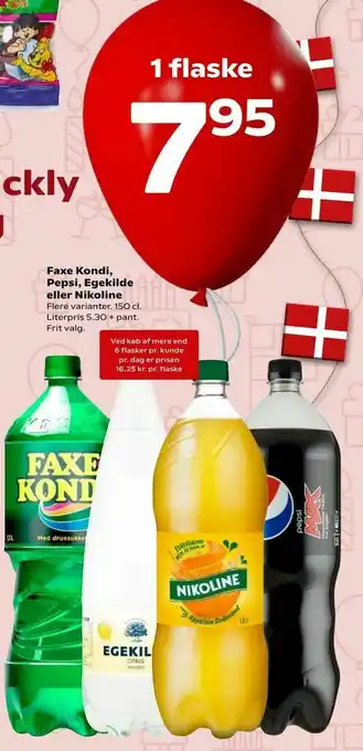 SuperBrugsen Faxe Kondi, Pepsi, Egekilde eller Nikoline tilbud