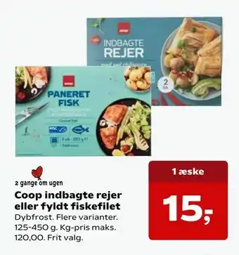 Coop indbagte rejer eller fyldt fiskefilet
