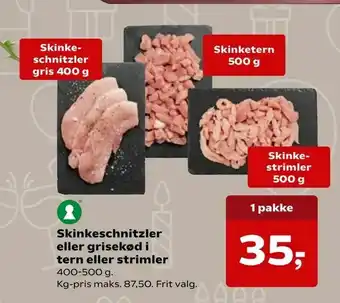 SuperBrugsen Skinkeschnitzler eller grisekød i tern eller strimler tilbud