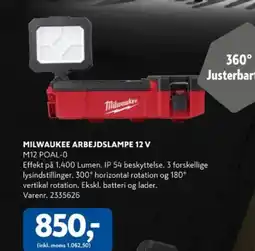 Davidsen Milwaukee arbejdslampe 12 v M12 POAL-0 tilbud