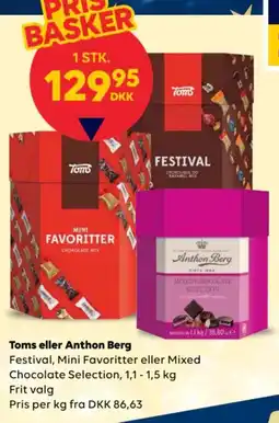 BorderShop Toms eller Anthon Berg Festival, Mini Favoritter eller Mixed Chocolate Selection tilbud