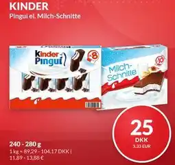 Nielsen's Discount KINDER Pingui el. Milch-Schnitte tilbud