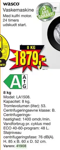 Harald Nyborg wasco Vaskemaskine 8 kg tilbud
