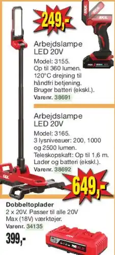 Harald Nyborg Arbejdslampe LED 20V (teleskop) tilbud