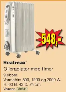 Harald Nyborg Heatmax Olieradiator med timer (9 ribber) tilbud