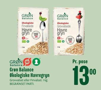Min Købmand Grøn Balance Økologiske Havregryn tilbud