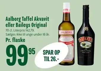 Min Købmand Aalborg Taffel Akvavit eller Baileys Original tilbud
