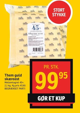 SPAR Them guld skæreost tilbud